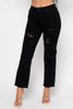 Wholesale BL-479 BLACK HIGH RISE RIPPED FLARE CUT-OFF JEANS