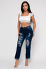 B-57233-BL-478 DARK BLUE MID RISE DISTRESSED WASHED BOYFRIEND JEANS (1,1,1,1,2,2,2,1,1, - 1,3,5,7,9,11,13,15,17)