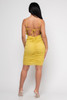 V-57278-HF21F961 YELLOW GREEN SPAGHETTI STRAP TIE KNOT OPEN BACK RUCHED MIDI DRESS WITH LINING (2,2,2 - S,M,L)