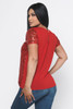 B215-55670-153783 RED ROUND NECK SHORT SLEEVE TOP WITH SEQUINS  (3,3 - M,L)