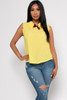 B-57542-JA266114 YELLOW  RUFFLE SLEEVE LESS TOP (2,2,2 - S,M,L)