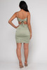 B-57612-D10157 GREEN  SPAGHETTI STRAP CRISS CROSS BACK BODYCON SEXY MINI DRESS (2,2,2 - S,M,L)