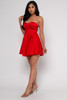 V-57622-FS22E109 RED STRAPLESS SWEETHEART MINI DRESS WITH LINING (2,2,2 - S,M,L)