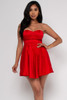 V-57622-FS22E109 RED STRAPLESS SWEETHEART MINI DRESS WITH LINING (2,2,2 - S,M,L)