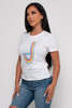 B-57685-T-2801 WHITE ROUND NECK SHORT SLEEVE T-SHIRT (RAINBOW J PRINT) (4,4,4 - S,M,L)