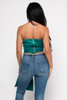 V-57711-CT12165 GREEN STRAP LESS SWEETHEART NECK ZIP DOWN IN THE BACK CROP TOP WITH FRONT KNOTT (2,2,2 - S,M,L)