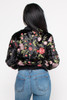 V-57713-LD06163 BLACK VELVET FLOWERS PRINT LONG SLEEVE ZIP-DOWN JACKET  (2,2,2 - S,M,L)