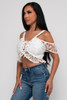 V-57768-LT11632 WHITE TIE FRONT SLEEVE LESS DRAPED SLEEVE CROP TOP  (2,2,2 - S,M,L)