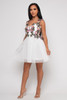 V-57695-1-LD08170 WHITE SLEEVE LESS MINI DRESS WITH FRONT FLORAL APPLIQUE  (2,2 - M,L)