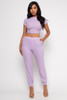 B-57785-MTP8307 LILAC 2PCS SET (SHORT SLEEVE OPEN BACK CROP TOP ANS ELASTIC WAIST PANTS) (2,2,2 - S,M,L)