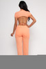 B-57788-MTP8307 ORANGE 2PCS SET (SHORT SLEEVE OPEN BACK CROP TOP ANS ELASTIC WAIST PANTS) (2,2,2 - S,M,L)