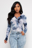 B-57807-B006 NAVY BLUE TIE DYE LONG SLEEVE BUTTONS DOWN BODYSUIT  (2,2,2 - S,M,L)