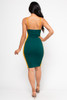 B-57966-RD12782 GREEN BLACK MUSTARD SPAGHETTI STRAP V-NECK BODY CON MIDI DRESS (2,2,2 - S,M,L)