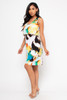 B-57977-3456A WHITE MULTY PRINTED SLEEVE LESS ROUND NECK SHIFT MIDI DRESS (2,3,2 - S,M,L)