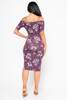 WC3-57987-HMD10112 GRAPE FLOWERS PRINT SPAGHETTI STRAP SHORT SLEEVE MIDI DRESS (2,2,2 - S,M,L)