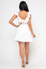 B-57993-31489D WHITE RUFFLE SLEEVE LESS TIE BACK MINI DRESS WITH LINING AND ZIPPER ON THE SIDE (2,2,2 - S,M,L)