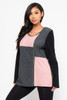 B-58014-S136 PINK BLACK  LONG SLEEVE ROUND NECK SWEATER WITH ZIPPER DETAIL  (2,1,2,2 - S,M,L,XL)