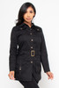 B-58046-MU9082 BLACK WITH BELT BUTTONS DOWN LONG SLEEVE JACKET WITH FRONT AND BACK POCKETS  (2,2,2 - S,M,L)