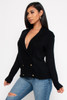 V-58086-20F-LY0032 BLACK FRONT  BUTTONS LONG SLEEVE WRAP SWEATER (2,2,2 - S,M,L)