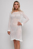 Wholesale MD1753 BLACK CROCHET ROUND NECK LONG SLEEVE BEACH COVER-UP