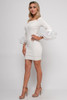 B-58128-SJ16932 IVORY OFF SHOULDER RUFFLE SLEEVE MINI DRESS (2,2,2 - S,M,L)