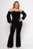 Wholesale J11307 BLACK PLUS SIZE VELVET JUMPSUIT