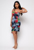 B1A-60007-D11068 NAVY MULTI STRAPLESS  RUFFLED MIDI DRESS (2,2,2 - S,M,L)