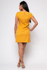 S7B-60026-A991 MUSTARD SHORT SLEEVE DRESS WITH NECKLINE BOW (2,2,2 - S,M,L)