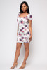 60042-KSD1991-WOMEN DRESS WITH CINCHED DETAILS IN A WHITE WITH FLORAL PRINT(S,M,L 2,2,2)