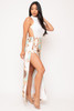 60052-BD1472 WHITE/MINT PRINTED MAXI WITH SIDE SLIT (2,2,2 - S,M,L)