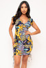 60136-MD1135 NAVY MINI DRESS WITH MULTI PRINT (2,2,2 - S,M,L)