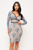 60144-AD1667 BLUE LACED LONG SLEEVE DRESS (2,2,2 - S,M,L)