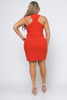 WC2-55684-CD-5801 ORANGE V-NECK SLEEVE LESS PLUS SIZE MIDI DRESS  (2,2,2, - 1XL,2XL,3XL)