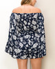 V-60191-HF23E808 NAVY ROMPER WITH FLORAL PRINT AND BELL SLEEVES(S,M,L 2,22)