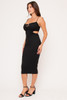 60203-BD10577 BLACK CAMI MIDI DRESS WITH CUT OUT WAIST LINE (3,2,1 - S,M,L)