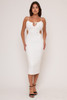 60204-BD10577 WHITE CAMI MIDI DRESS WITH CUT OUT WAIST LINE (3,2,1 - S,M,L)