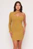 60213-BD10720 OLIVE ONE SLEEVE RIBB DRESS (3,2,1 - S,M,L)