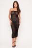 60230-KD4292 BLACK STRAPLESS MESH ACCENTED MIDI SWIM COVER UP DRESS (2,2,2 - S,M,L)