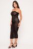 60230-KD4292 BLACK STRAPLESS MESH ACCENTED MIDI SWIM COVER UP DRESS (2,2,2 - S,M,L)