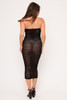 60230-KD4292 BLACK STRAPLESS MESH ACCENTED MIDI SWIM COVER UP DRESS (2,2,2 - S,M,L)