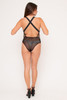 60238-SJW130 BLACK BODYSUIT WITH SEQUENCE AND MESH ACCENT (2,2,2 - S,M,L)