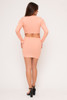60252-BD10322 PEACH LONG SLEEVE SEXY MINI DRESS WITH RIBB TEXTURE AND WAIST CUT OUT  (3,2,1 - S,M,L)