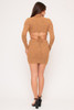 60256-BD10200 MUSTARD LONG SLEEVE SEXY MINI DRESS WITH RIBB TEXTURE AND WAIST CUT OUT  (3,2,1 - S,M,L)