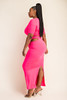 V-60285-73822 PLUS SIZE NEON PINK 2 PC SET MAXI SKIRT WITH CROP TOP (1X.2X.3X  2.2.2)