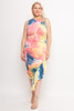 V-60291-73874 PLUS SIZE TIE DYE RUFFLED DRESS (1X.2X.3X 2.2.2)