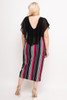 V-60304-CD1014 PLUS SIZE MIDI BLACK STRIPED DRESS (1,2X,3X-2,2,2)