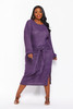 60353-193X PURPLE SOLID LONG SLEEVE DRESS W/FRONT TIE (2,2,2 - 1XL,2XL,3XL)