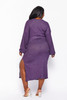 60353-193X PURPLE SOLID LONG SLEEVE DRESS W/FRONT TIE (2,2,2 - 1XL,2XL,3XL)