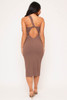 60575-CD1622 Brown Midi Dress (2,2,2 - S,M,L)