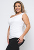 B231-55719-TP655X-RNS WHITE ONE SHOULDER PLUS SIZE TOP (2,2,2 - 1XL,2XL,3XL)